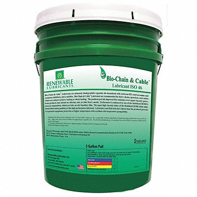 RENEWABLE LUBRICANTS 83054 Chain Wire Rope Lube 5 gal Pail