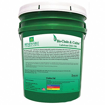 RENEWABLE LUBRICANTS 83084 Chain Wire Rope Lube 5 gal Pail