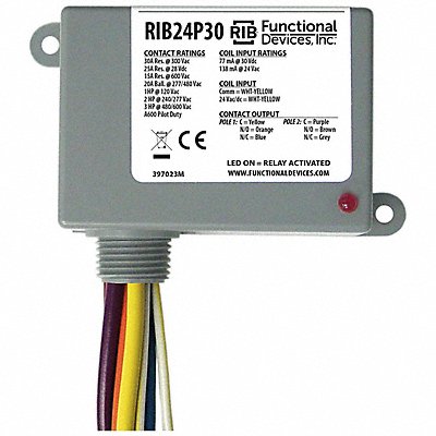 RIB RIB24P30 Pre-Wired Relay 24VAC/DC DPDT 30A