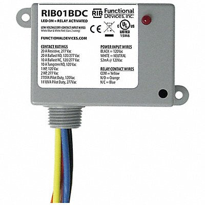 RIB RIB01BDC EnclosedPre-Wired Relay 120VAC SPDT 20A