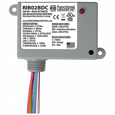 RIB RIB02BDC EnclosedPre-Wired Relay 277VAC SPDT 20A