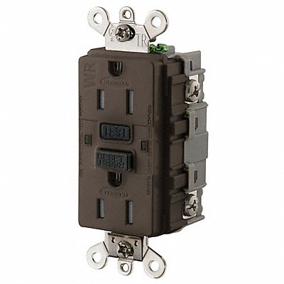 HUBBELL GFSG5262GRY GFCI Receptacle 15A 125VAC 5-15R Brown
