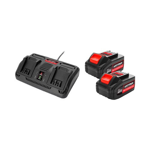 KATANA 220596 by Kincrome 18V CHARGE-ALL 5.0Ah Lithium-Ion Double Battery and Twin Port Charger Combo Kit