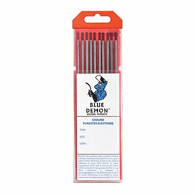 BLUE DEMON TE2T33210T Thoriated Tungs Electrode 3/32x7 PK10