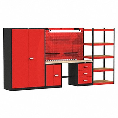 HALLOWELL FKMIXEDSTORLGM Modular Cabinet/Shelving Set 78 H 168 W 24 D