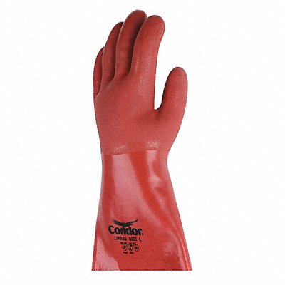 CONDOR 22KA63 Chem Resist Glove PVC 14 In L Red PR