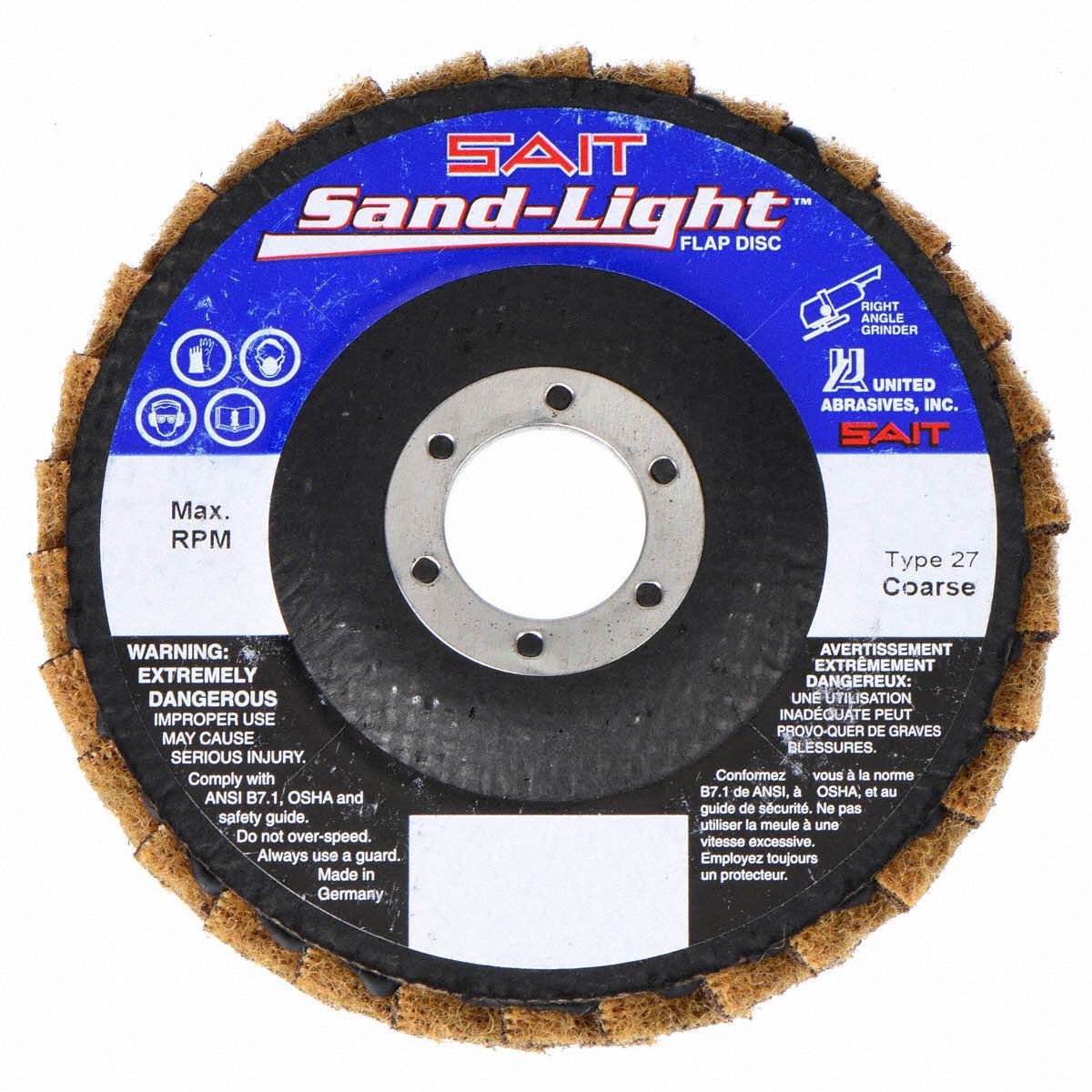 UNITED ABRASIVES-SAIT 71980 Flap Disc 4.5 D 7/8 Arbor