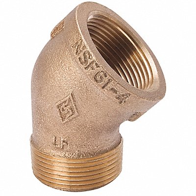 GRAINGER 22UL63 45 Street Elbow Brass 1 1/2 in NPT