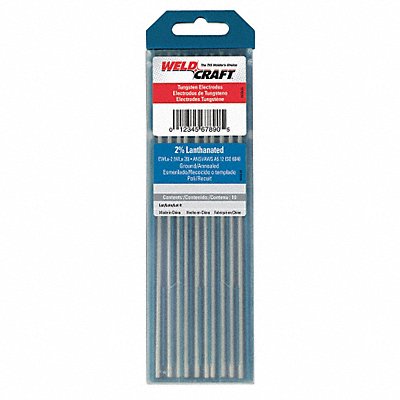 MILLER ELECTRIC WL2532X7 WELDCRAFT Blue Tungsten Electrode PK10