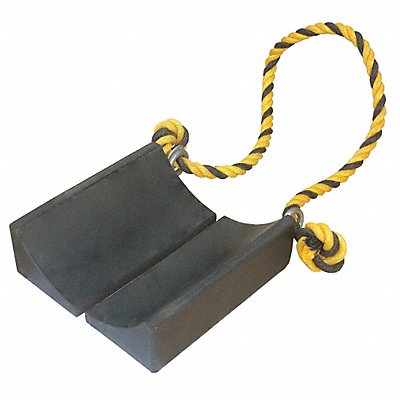 GRAINGER 22XW86 Wheel Chock Molded Rbr w/Stl Grab Black