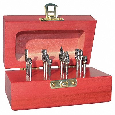 GRAINGER 310110005 Carbide Bur Set Single Cut 1/8 10pc