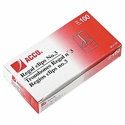 ACCO ACC72130 Paper Clip Silver Steel Wire PK100