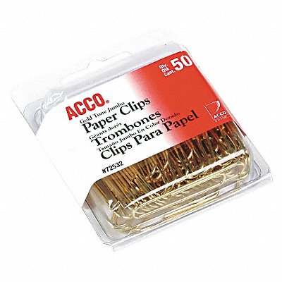 ACCO ACC72532 Paper Clip Gold Tone Wire PK50