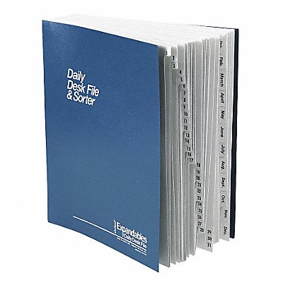 GRAINGER PFXDDF5OX Alpha/Montlhy Expandable File Black Blue