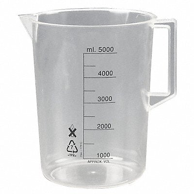 LAB SAFETY SUPPLY 23X908 Beaker 5 L 260 mm H 200.5 mm Dia PK2