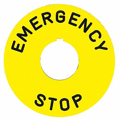 SCHNEIDER ELECTRIC 9001KN8330 Legend Plate EmergencyStop Blk/Yellow Round