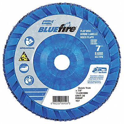 NORTON 66623399159 H5981 Flap Disc 7 In x 36 Grit 7/8