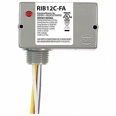 FUNCTIONAL DEVICES INC / RIB RIB12CFA Enclsd Relay 10A SPDT 12VAC/DC Polarized