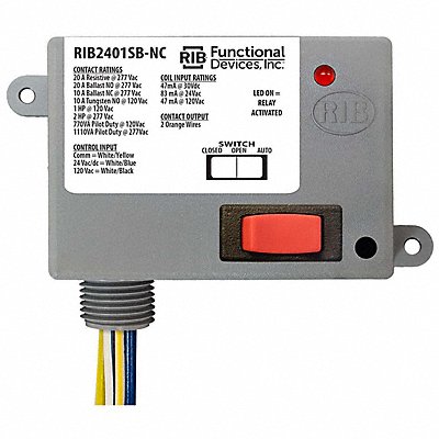 FUNCTIONAL DEVICES INC / RIB RIB2401SBNC Enclosed Relay 20A SPST-N/C