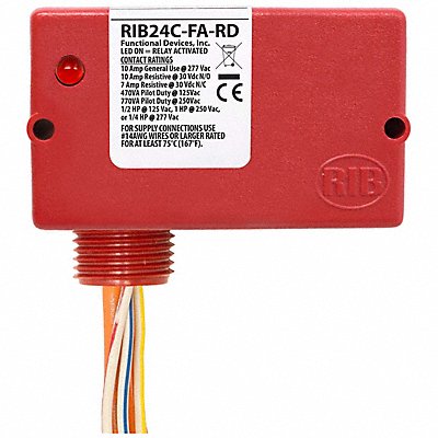 FUNCTIONAL DEVICES INC / RIB RIB24CFARD Enclosed Rly 10A SPDT Polarized 12VAC/DC
