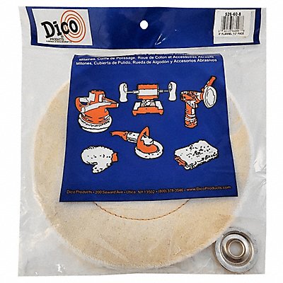 DICO PRODUCTS 7000227 Flannel Buffing Wheel 8 Dia x 1/2 THK