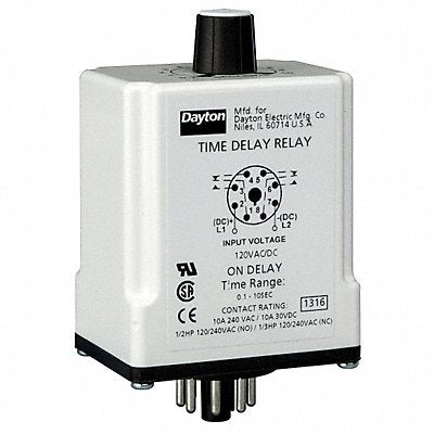 DAYTON 24EP20 H7808 Single Function Time Delay Relay 240VAC 8Pins