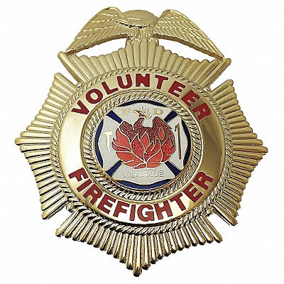 HEROS PRIDE 4187G Metal Badge Volunteer Firefighter Cross