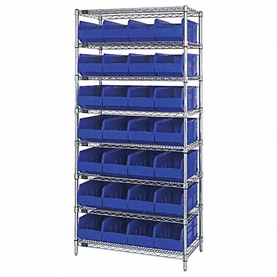 QUANTUM STORAGE SYSTEMS WR8463BL G7075 Bin Shelving 18inx74inx36in Blue