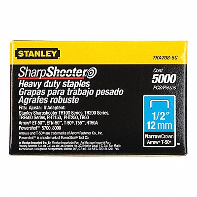 STANLEY TRA7085C Narrow Staple 27/64 1/2 In Leg PK5000