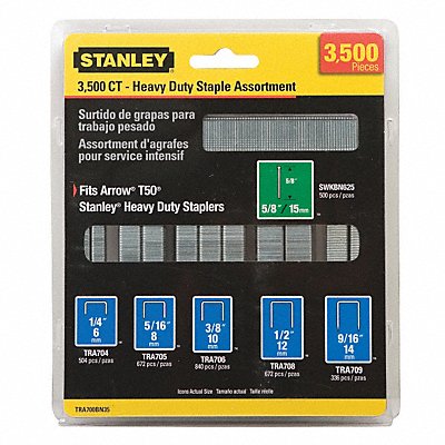 STANLEY TRA700BN35 Staple and Brad Assortment 5/8 in PK3500