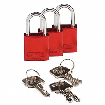 BRADY 133288 K7468 Lockout Padlock KA Red 1-7/16 H PK6