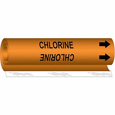 BRADY 5810O Pipe Marker Chlorine Gas 5 in H 8 in W