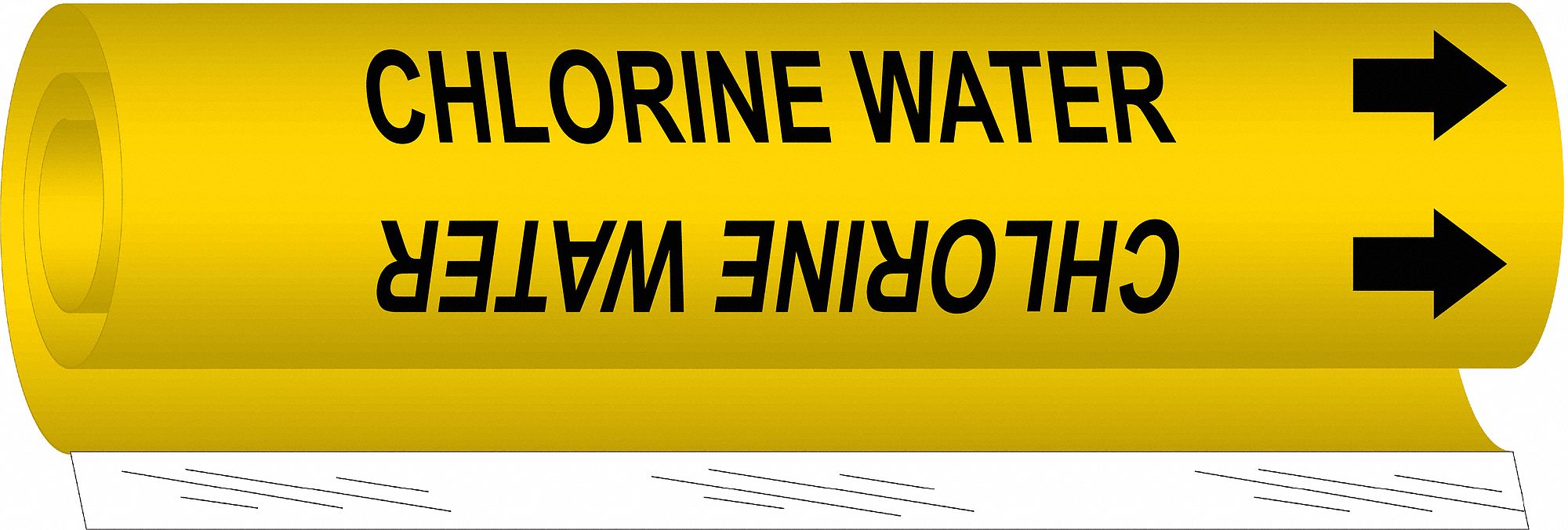 BRADY 5653II Pipe Marker Chlorine Water 26in H 12in W