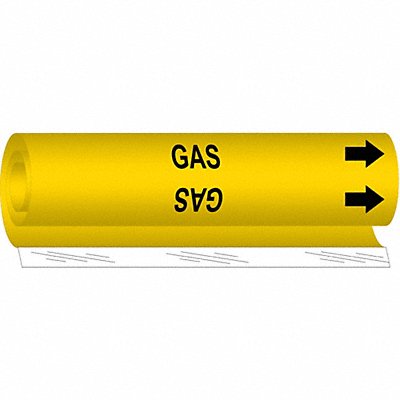 BRADY 5698O Pipe Marker Gas 5 in H 8 in W