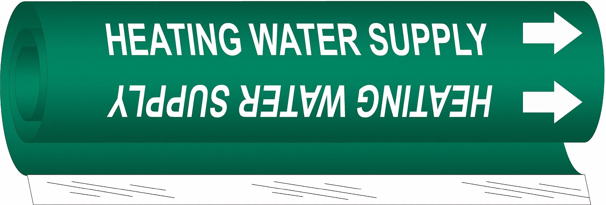 BRADY 5826II Pipe Marker Heating Water Supply 26in H