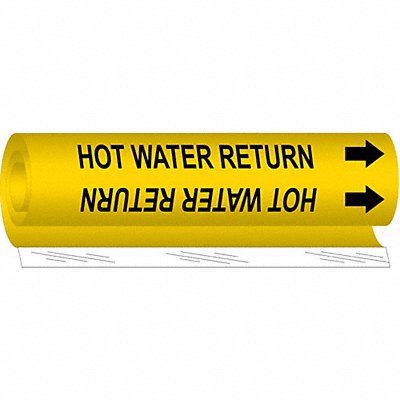 BRADY 5708O Pipe Marker Hot Water Return 5in H 8in W