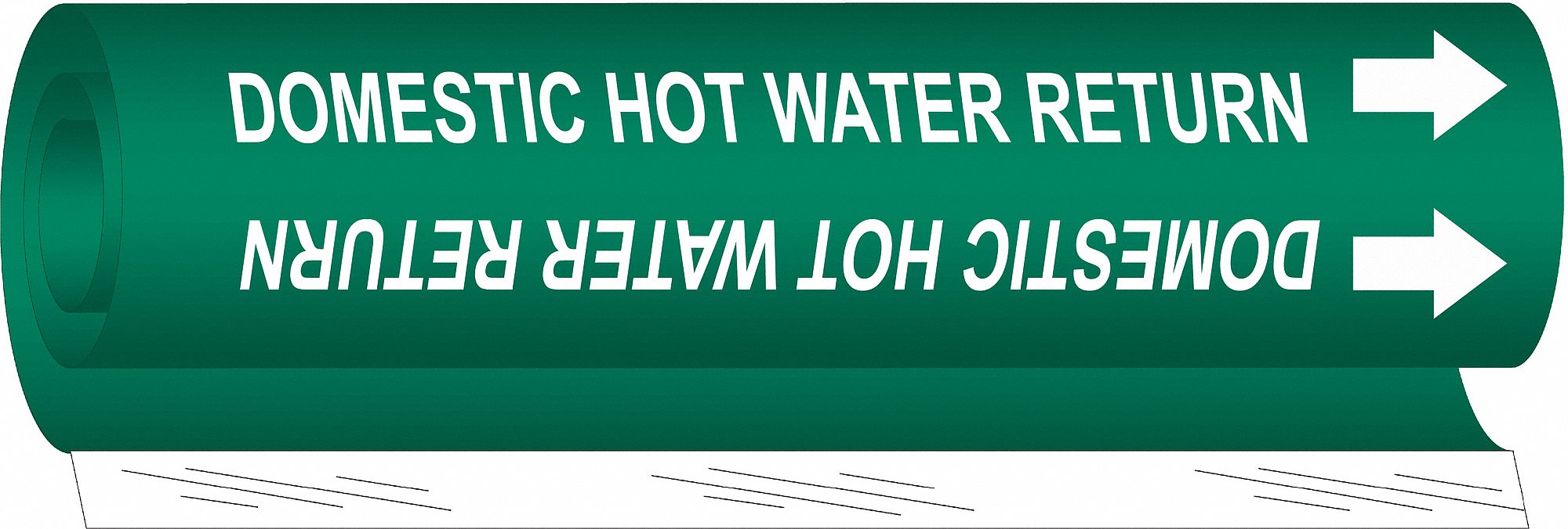 BRADY 5816I Pipe Marker Domestic Hot Watr Return 9in H