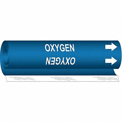 BRADY 5735O Pipe Marker Oxygen 5 in H 8 in W
