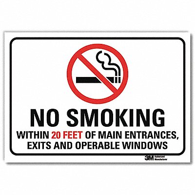 LYLE U11018RD14X10 No Smoking Sign 10inx14in Reflective Sheeting