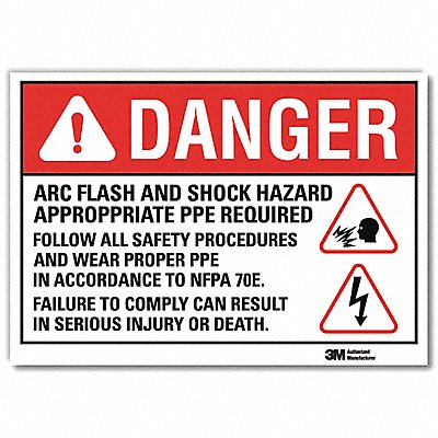 LYLE U11082RD10X7 Danger Sign 7inx10in Reflective Sheeting