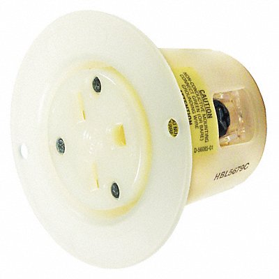 HUBBELL HBL5679C Flanged Recept White 15 A 2P3W Back 1PK