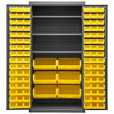 DURHAM MFG 2501BDLP1023S95 K4918 Bin Cabinet 72 x36 x24 Grey 102YellowBns