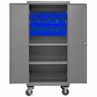 DURHAM MFG 2501MBLP122S5295 K4885 Bin Cabinet 81 x36 x24 Grey 12BlueBns