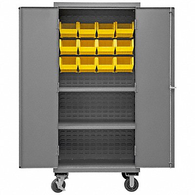 DURHAM MFG 2501MBLP122S95 K4885 Bin Cabinet 81 x36 x24 Grey 12YellowBns