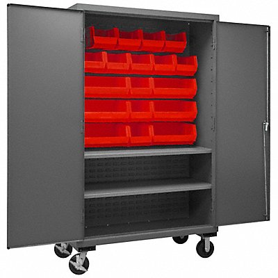 DURHAM MFG 2502MBLP182S1795 K4884 Bin Cabinet 80 x48 x24 Grey 18RedBns