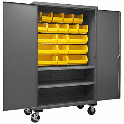 DURHAM MFG 2502MBLP182S95 K4884 Bin Cabinet 80 x48 x24 Grey 18YellowBns