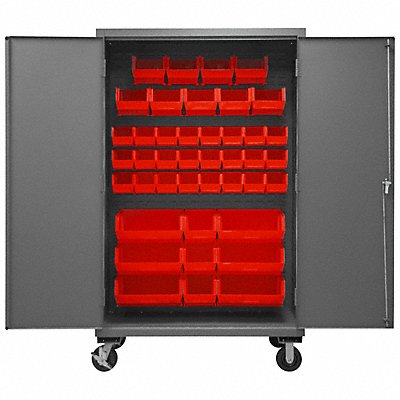 DURHAM MFG 2502MBLP421795 K4879 Bin Cabinet 80 x48 x24 Grey 42RedBns