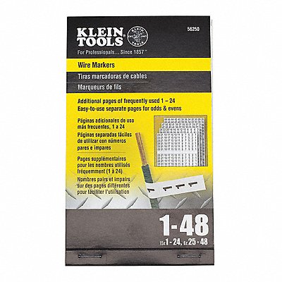 KLEIN TOOLS 56250 Individual Wire Marker Preprinted Label