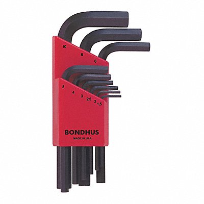 BONDHUS 12299 Set 9 Hex L-Wrenches- Short