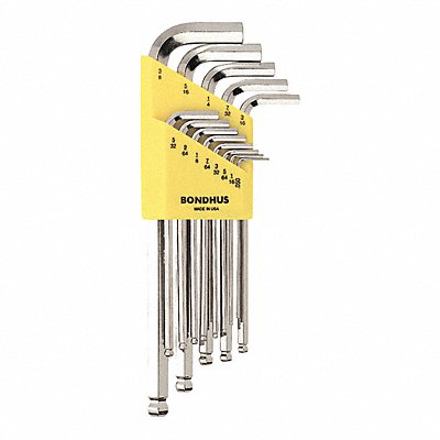 BONDHUS 16937 Set 13 Plated Ball End L-Wrenches- Long